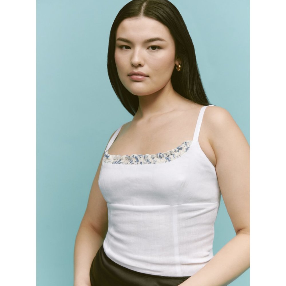 Reformation Cari Linen Top - White (size 6)